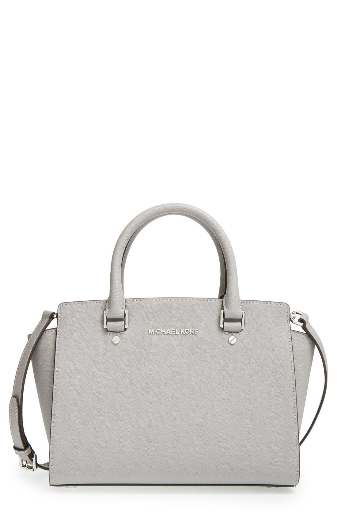 michael michael kors selma medium metallic leather crossbody