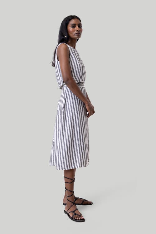 Reistor Boxy Crop Top In Striped Linen (sl)