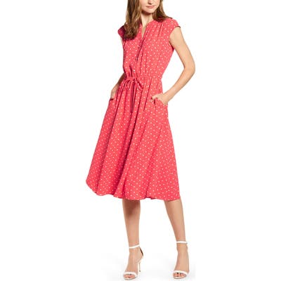 Anne Klein Dot Print A-Line Dress, Pink