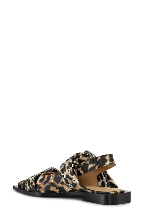 Shop Ganni Slingback Pointed Toe Flat In Leopard