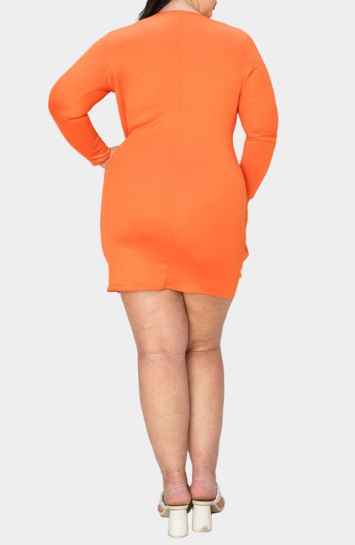 Shop L I V D Raven Bracelet Sleeve Faux Wrap Body-con Dress In Tangerine