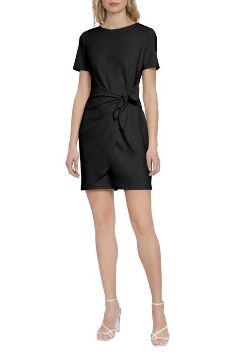 Short Sleeve Faux Wrap Minidress