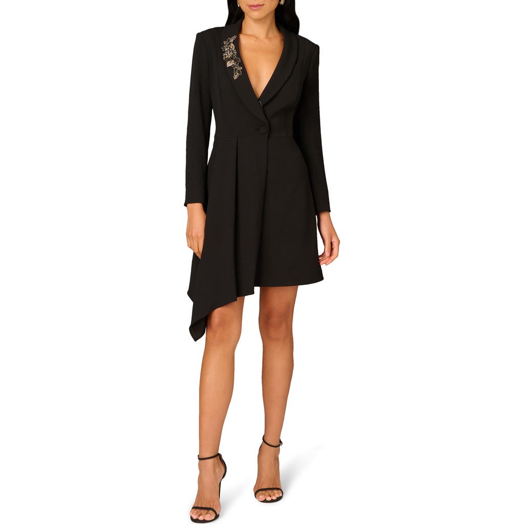 Aidan Mattox by Adrianna Papell Embellished Stretch Crepe Blazer Dress in Black