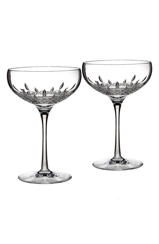 Shop Waterford Lismore Essence Set Of 2 Lead Crystal Champagne Saucers In Clear