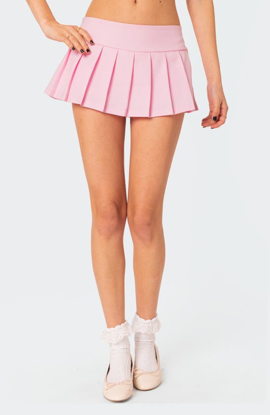 Shop Edikted Talya Pleated Miniskort In Light-pink