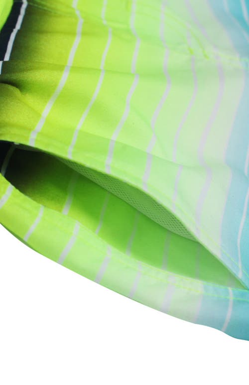 Rokka&rolla Kid's Swim Trunks With Mesh Lining And Upf 50+ Protection In Stripe Neon