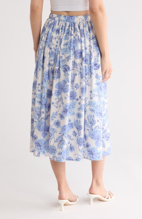 Shop Renee C Floral Flared Skirt In Blue
