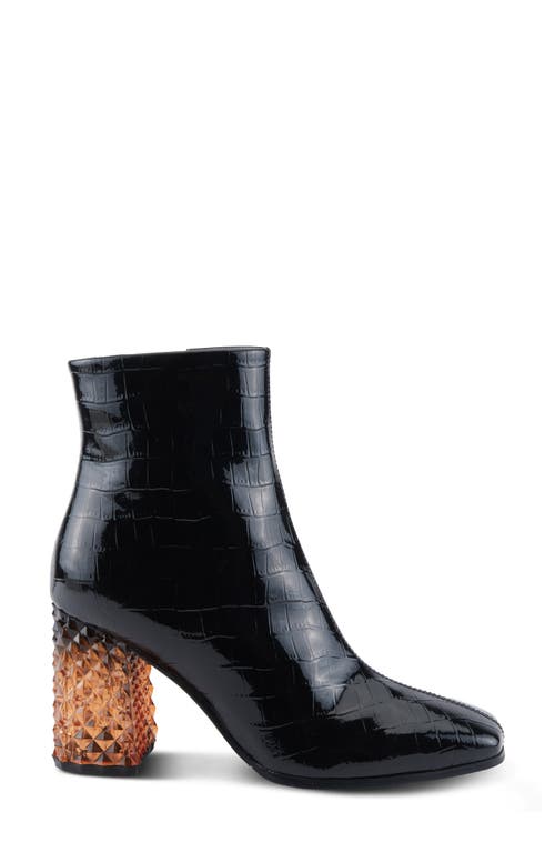 Azura By Spring Step Longoria Square Toe Bootie In Black Patent