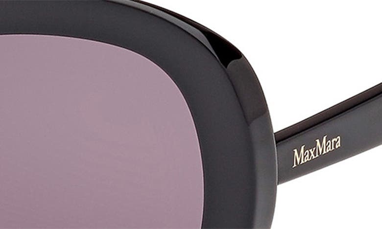 Shop Max Mara Edna 55mm Round Sunglasses In Shiny Black / Smoke