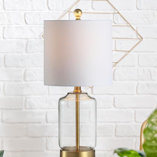 Jonathan Y Duncan Glass/metal Led Table Lamp In Clear/brass Gold