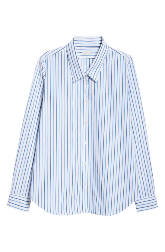 Shop Dries Van Noten Celina Stripe Cotton Button-up Shirt In Light Blue