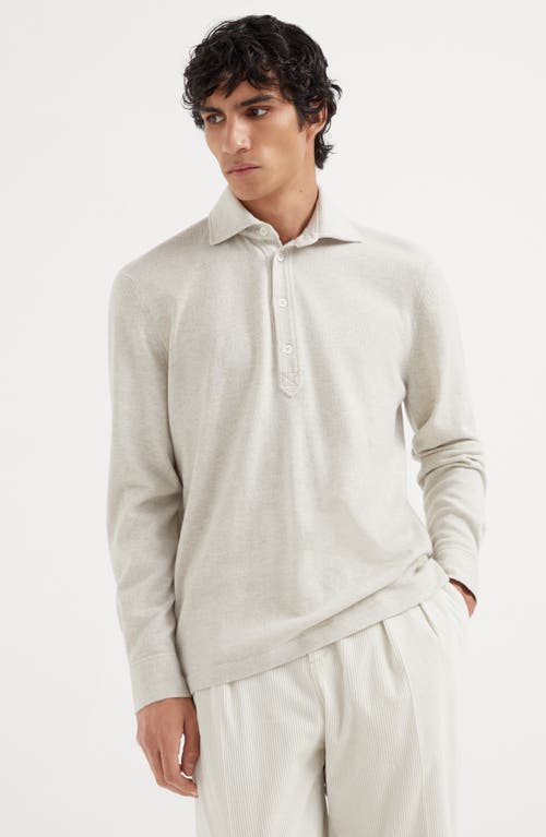 Shop Brunello Cucinelli Cashmere Knit Polo In Stone Grey