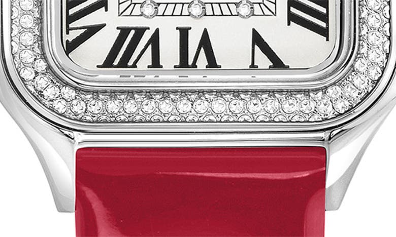 Gv2 Milan Diamond Leather Strap Watch, 27.5mm In Red