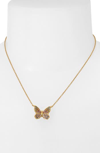 Kurt Geiger London Butterfly Shaky Frontal Charm Necklace in Gold Multi NWT