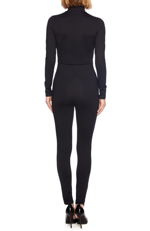 Shop Susana Monaco Mock Neck Long Sleeve Jumpsuit In Black