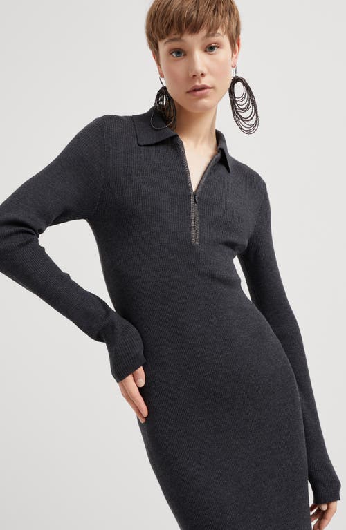 Shop Brunello Cucinelli Knit Dress In Anthracite