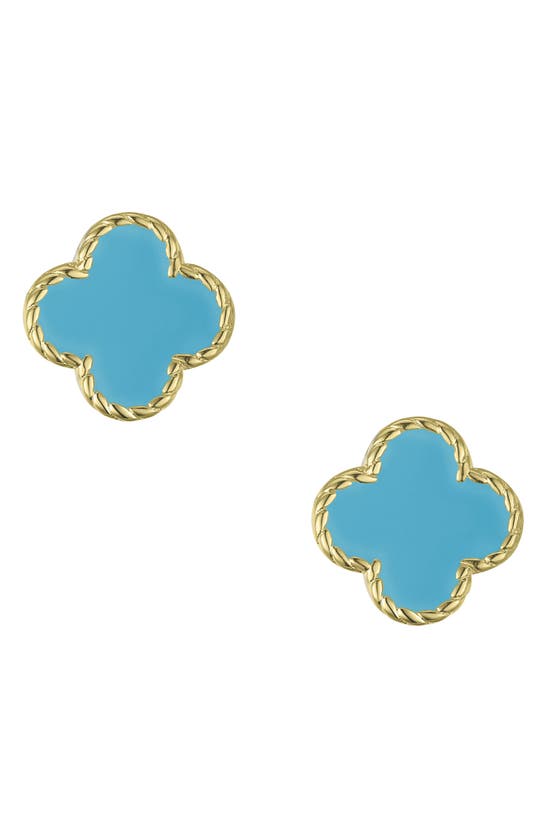 Shop Lily Nily Kids' Clover Stud Earrings In Turquoise