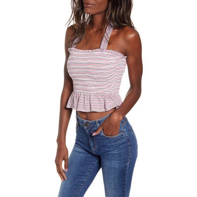 Wildfox Emi Stripe Ruffle Halter Top, Black