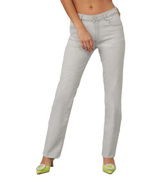 Shop Lola Jeans Jasper Mid Rise Straight Jeans In Mid Ash