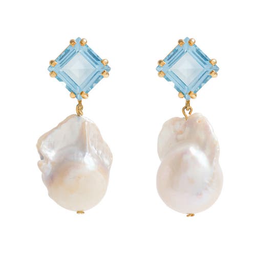Freya Rose Blue Topaz Baroque Drops In Gold