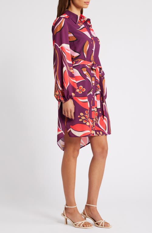 Shop Sam Edelman Hoya Print Long Sleeve Shirtdress In Wine Multi