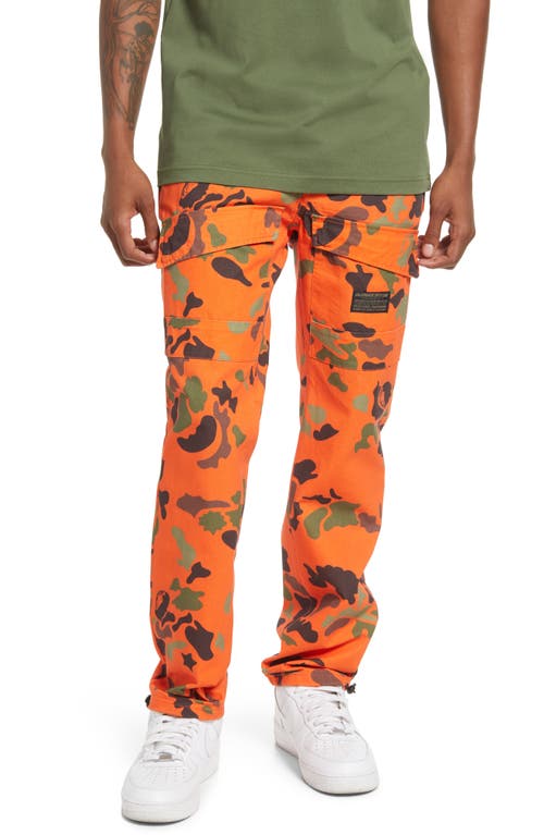 Billionaire Boys Club BB Camper Camouflage Cargo Pants in Red Orange