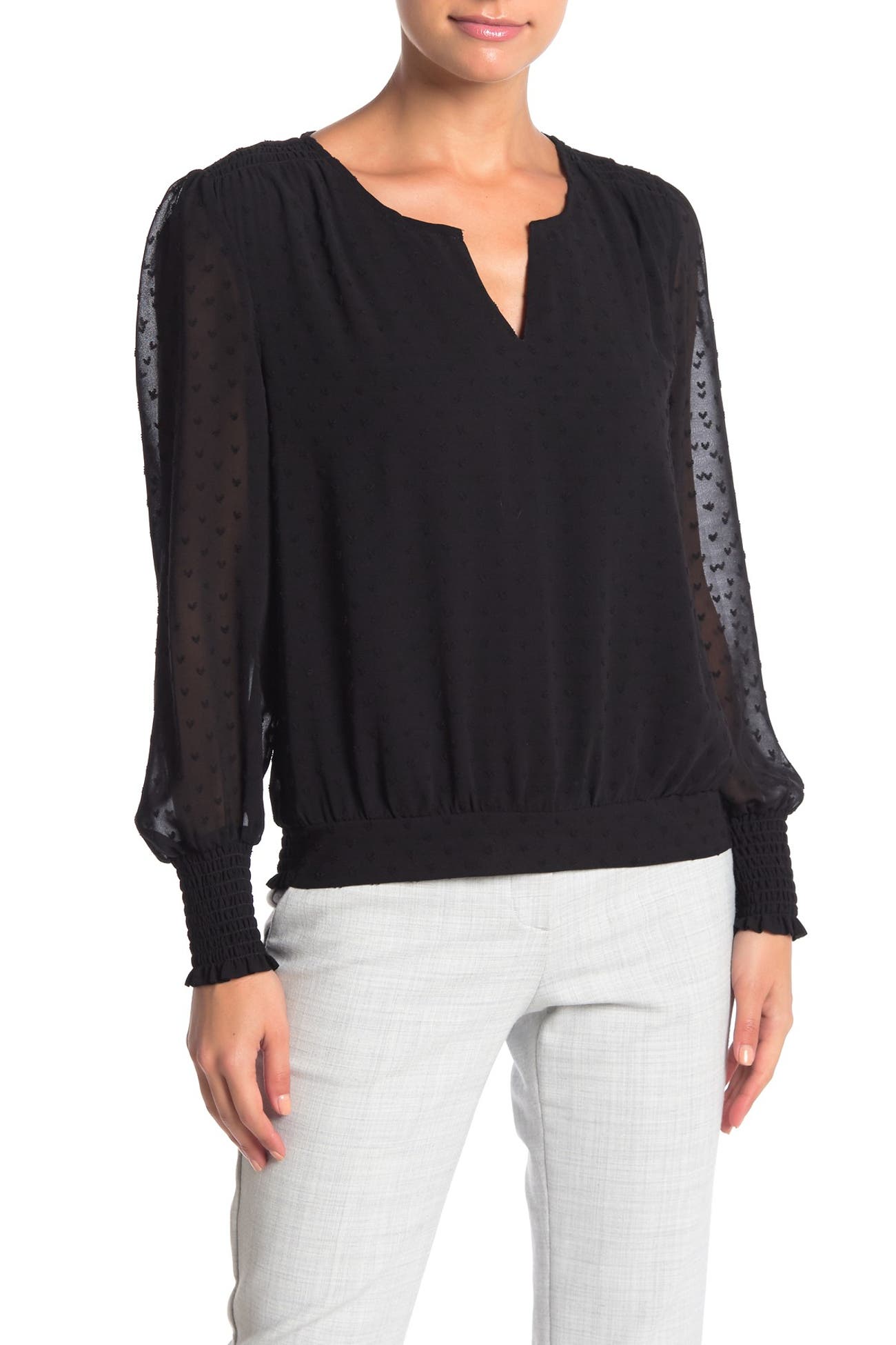 DR2 by Daniel Rainn Smocked Long Sleeve Blouse Nordstrom Rack