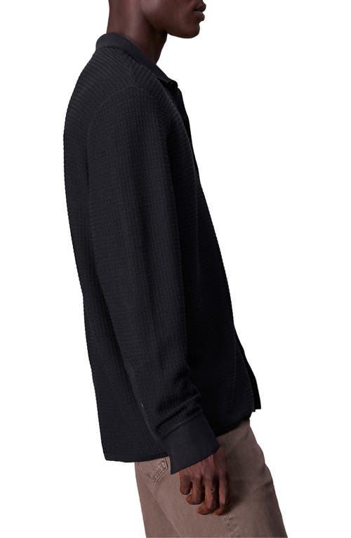 Shop Rag & Bone Hayes Textured Knit Button-up Shirt In Black