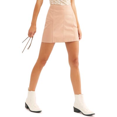 Free People Faux Leather Miniskirt, Beige