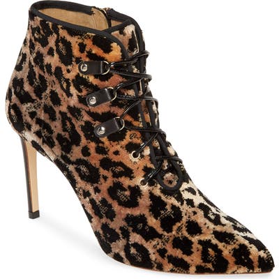 Francesco Russo Leopard Pattern Lace-Up Bootie - Brown