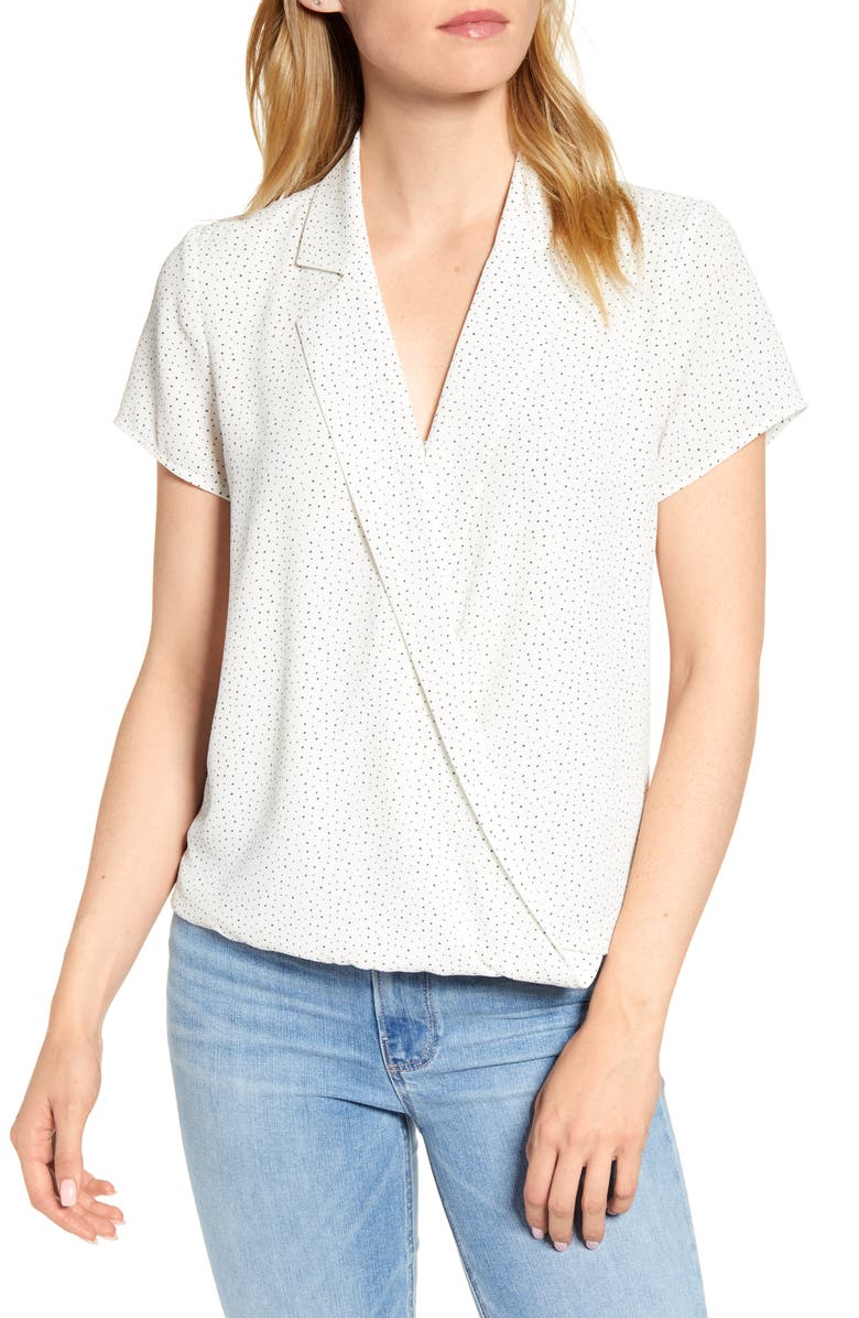 Speckle Dot Wrap Top, Main, color, PEARL IVORY