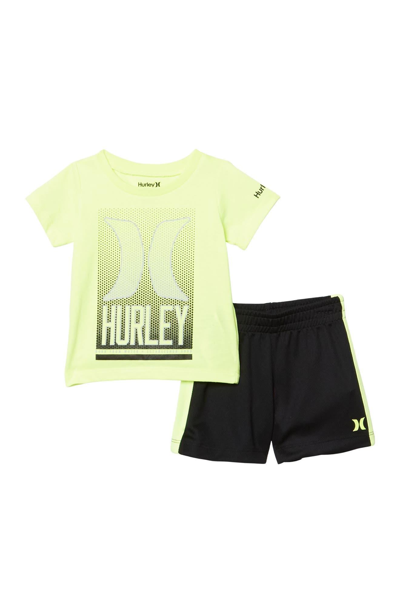 Hurley Optic T-shirt & Shorts Set In 023-bla-gr