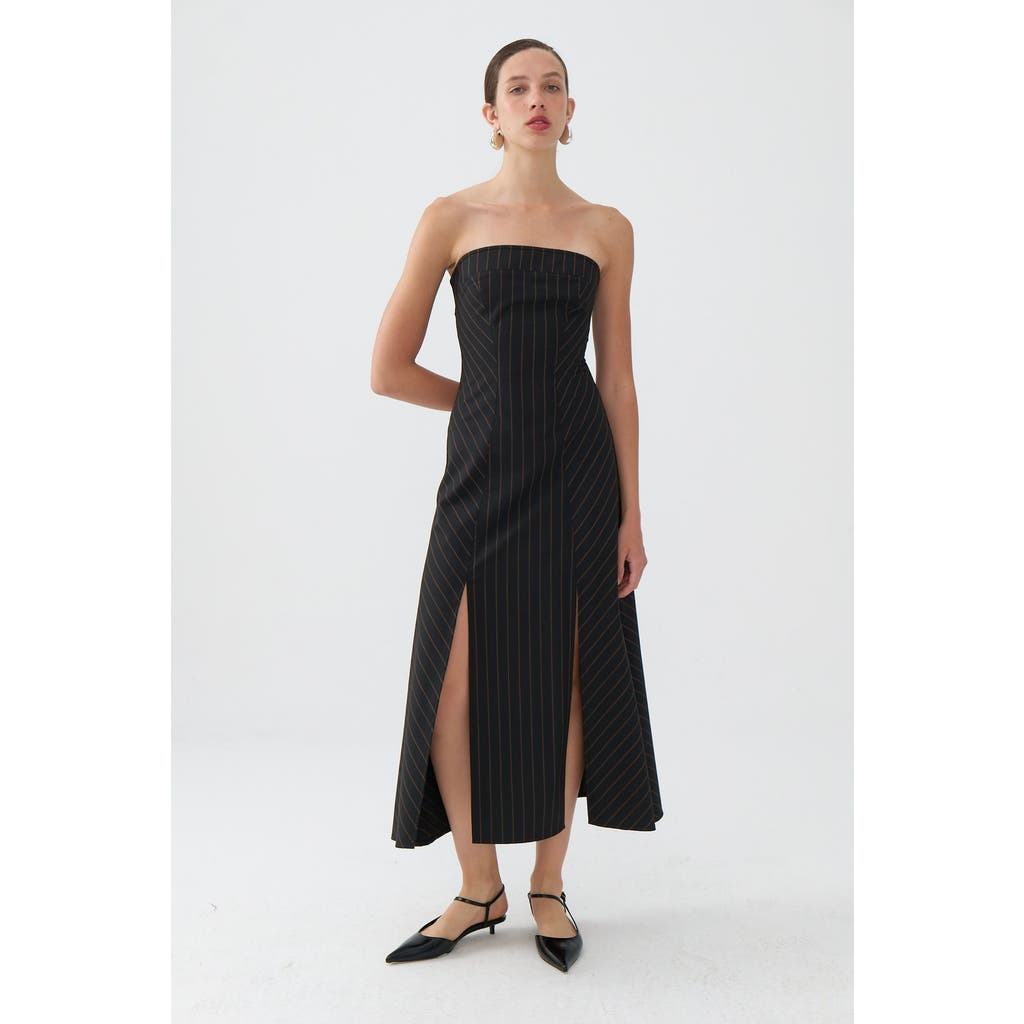 Shop Nocturne Strapless Maxi Dress In Black