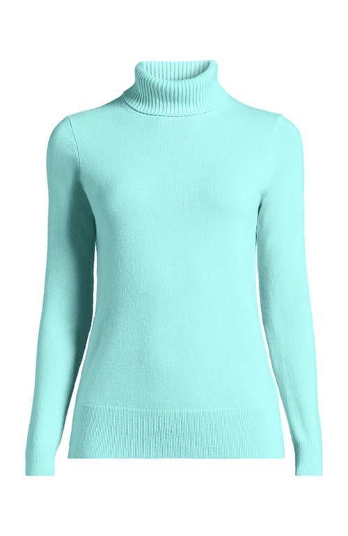 Shop Lands' End Cashmere Turtleneck Sweater In Pale Aqua Ice