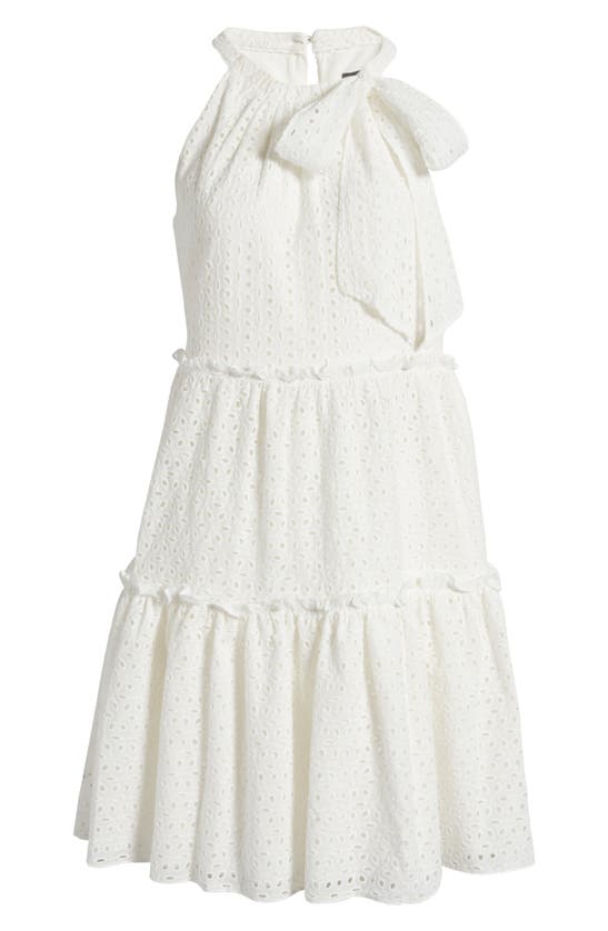 Shop Vince Camuto Cotton Eyelet Tiered Ruffle Dress In Ivory