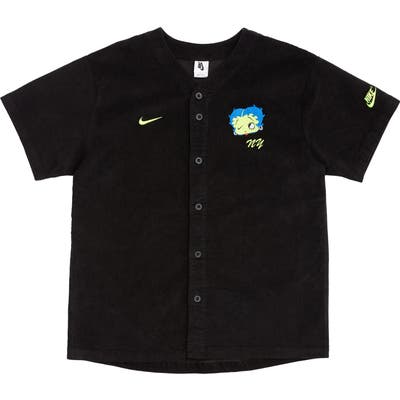 Nike X Olivia Kim Corduroy Baseball Jersey, Black