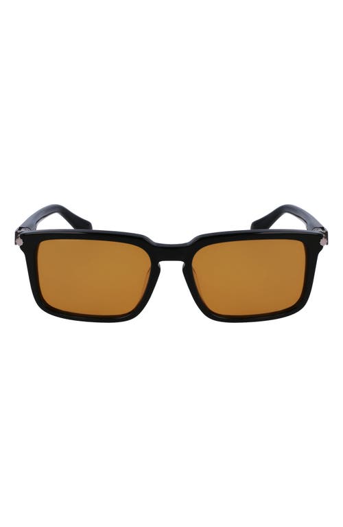 Ferragamo Gancini Evolution 56mm Rectangular Sunglasses In Black/orange