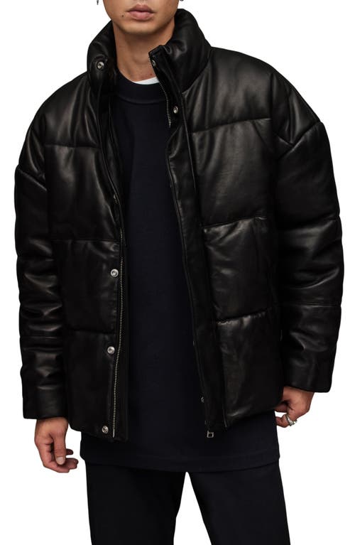 AllSaints Mercer Leather Puffer Jacket in Black