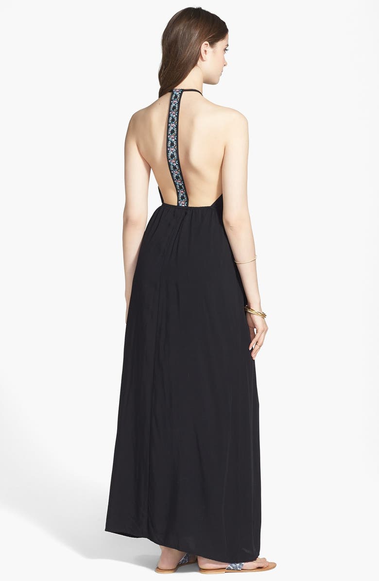 MIMI CHICA Embroidered T-Back Maxi Dress, Main, color, Black
