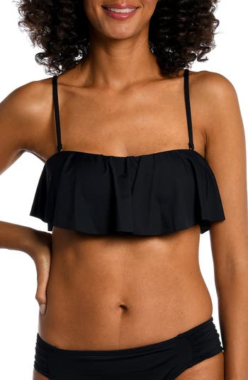 Black ruffle bandeau bikini sales top