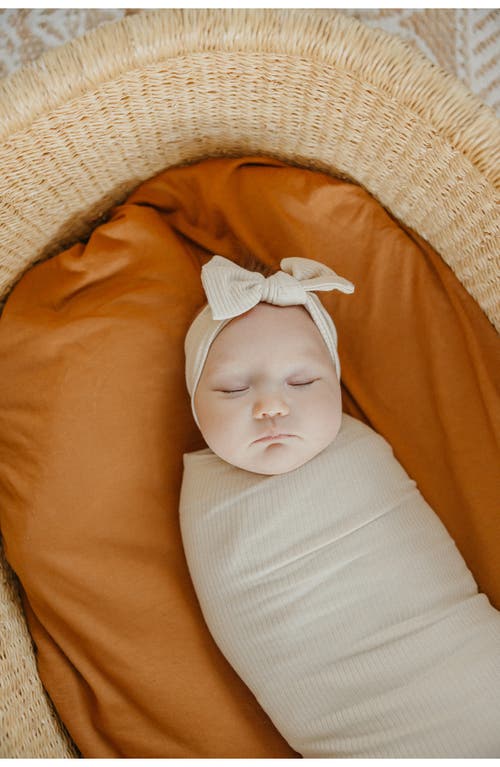 Copper Pearl Moonstone Rib Swaddle Blanket In White