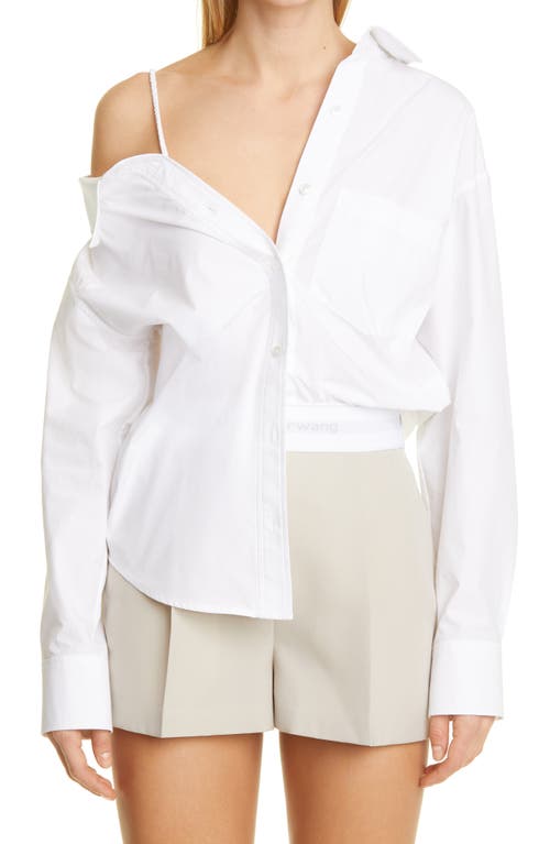 alexanderwang.t One-Shoulder Cotton Button-Up Shirt in Bright White