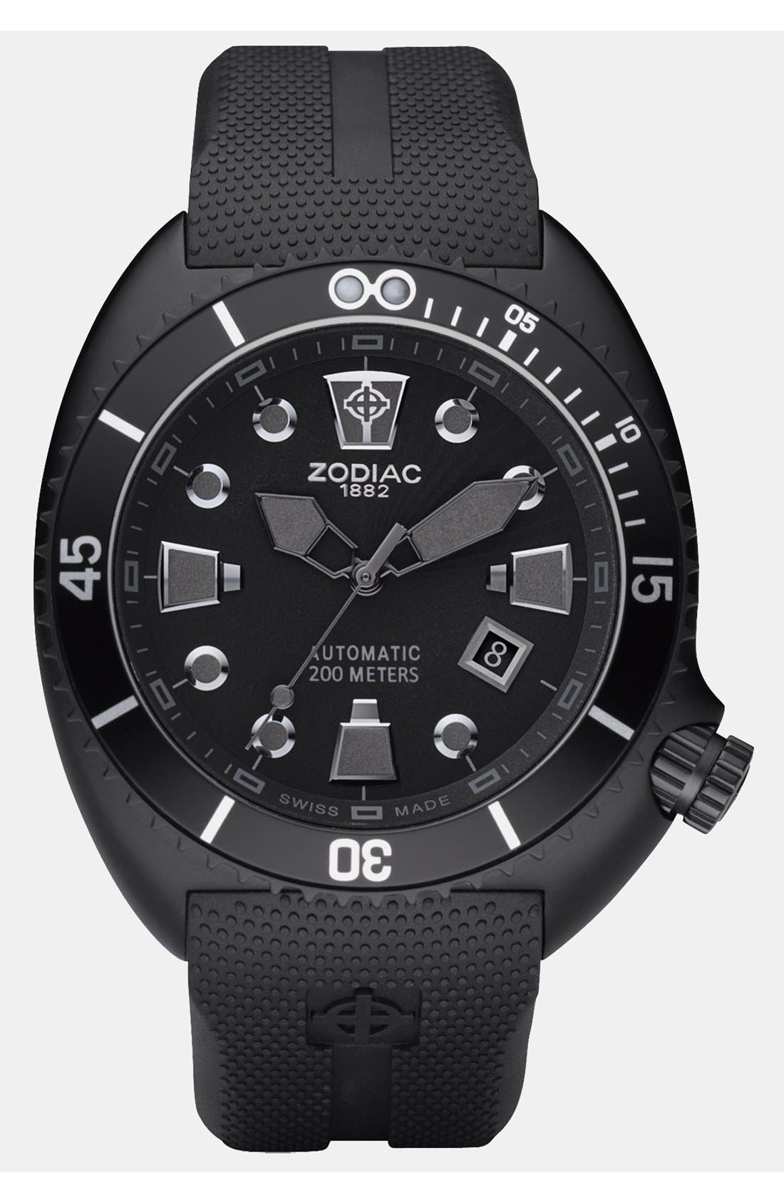 Zodiac 'Oceanaire' Automatic Rubber Strap Watch, 45mm Nordstrom