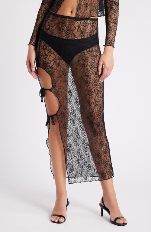 NASTY GAL Sheer Lace Maxi Skirt Black at Nordstrom,