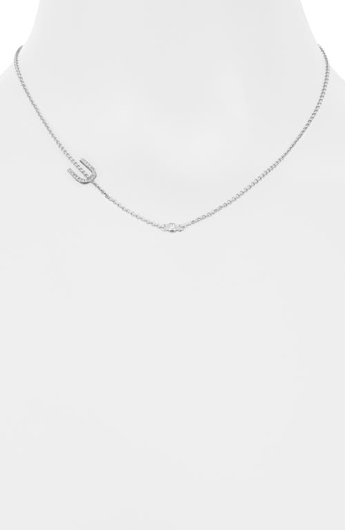 Meshmerise Bezel Diamond Initial Chain Necklace In White-u