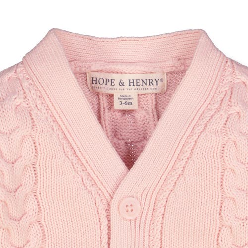 Hope & Henry Baby Cable Knit Cardigan Sweater, Infant In Light Pink