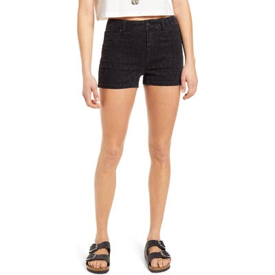 1822 Denim High Waist Tonal Cheetah Print Shorts, Black