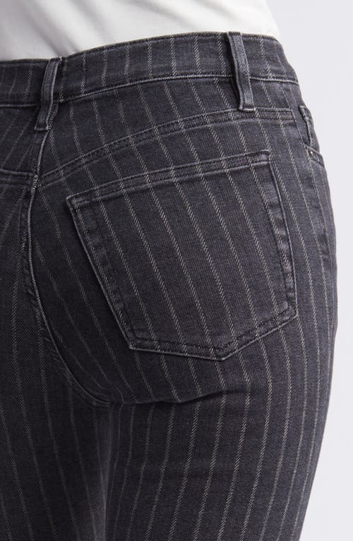 Shop Frame Le High Flare Jeans In Charcoal Pinstripe