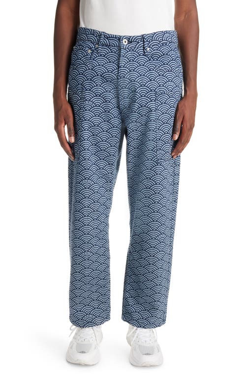 KENZO Seigaiha Monkey Fit Cargo Jeans Rinse Blue Denim at Nordstrom,