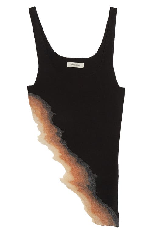 Shop Grace Ling Flame Asymmetric Tank Top In Black Flame